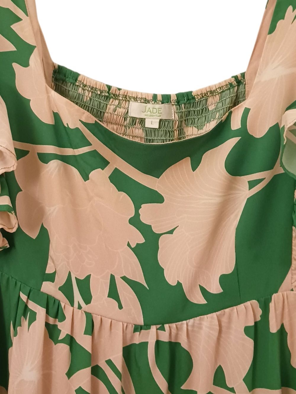 Floral Tiered Maxi Dress With Smocking -Large- Like New-$168 Retail - Picture 5 of 9